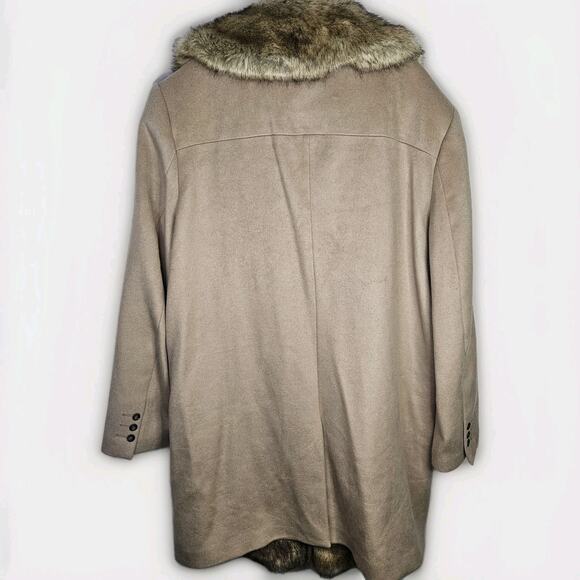 Jordan Craig Black Label Tan Long Faux Fur Trim Wool Blend Coat Womens Plus 2X - Picture 4 of 9